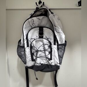 Marble Print Backpack with Mesh Pockets